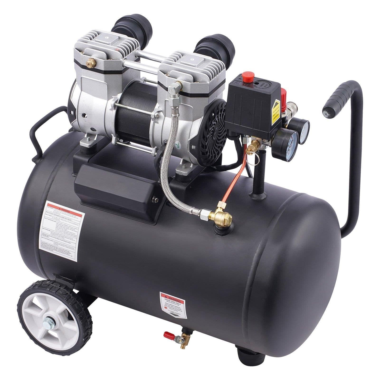image-VEVOR Air Compressor, 8 Gallon Steel Tank, 1HP 2.2 CFM@90 PSI Oil Free Air Compressor & Max. 120PSI Pressure, 80dB Ultra Quiet Portable Compressor, for Auto Repair, Tire Inflation, Spray Painting