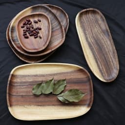 image-Detomate Acacia Irregular Dinner Plate Wooden Plate Dessert Tray Creative Plate Wooden Cold Vegetable Plate