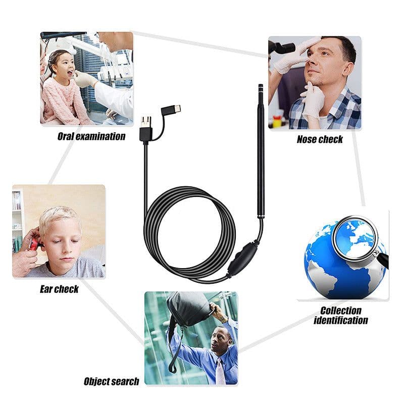 image-Three In One HD Otoscope Ear Nose Mouth Endoscope With 6 LED Lights