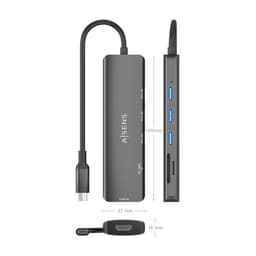 image-USB Hub Aisens USB-C DOCK 6 EN 1 Grey