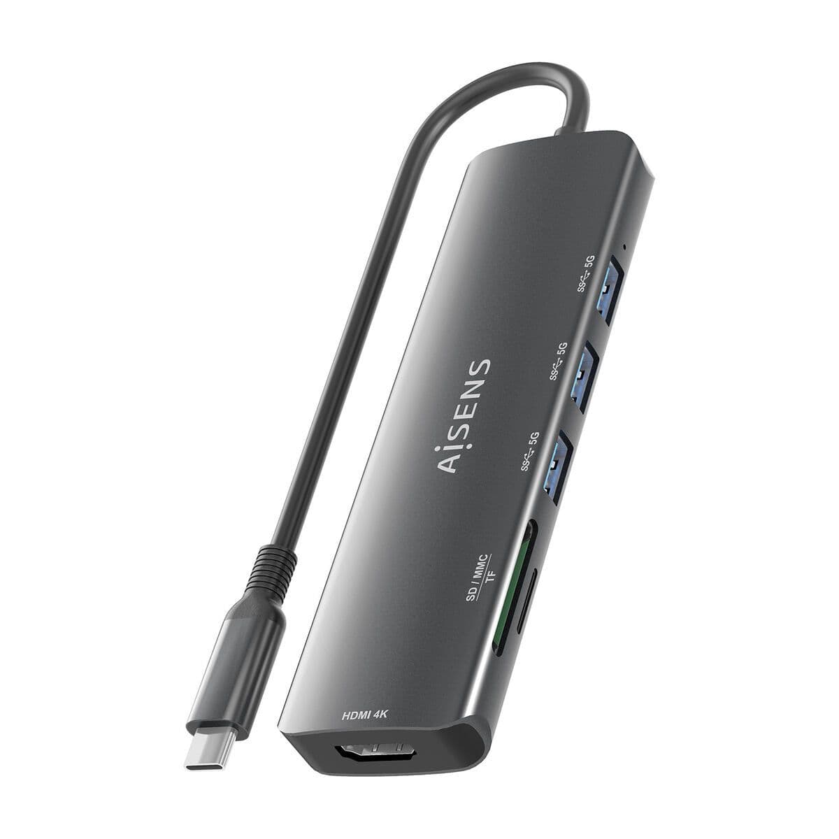 image-USB Hub Aisens USB-C DOCK 6 EN 1 Grey