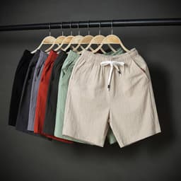 image-Men's Casual Shorts - Dark Gray Cotton Linen 9XL