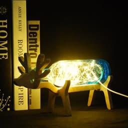 image-Wooden Deer Bottle Lamp