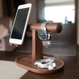 image-Wood Organizer for Phone Watch and Jewelry