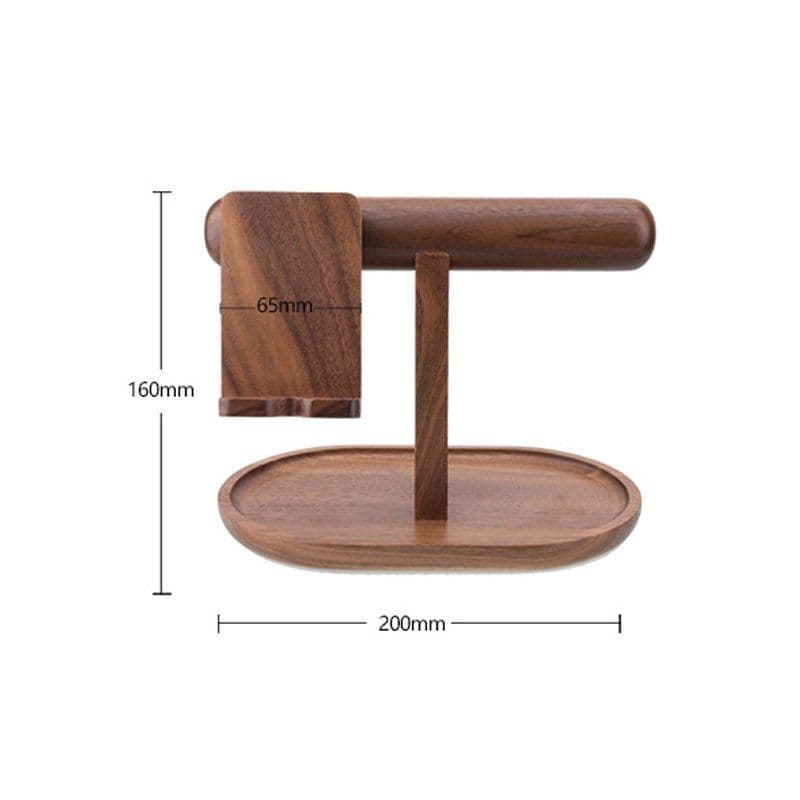 image-Wood Organizer for Phone Watch and Jewelry