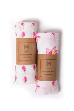 image-ORGANIC SWADDLE SET - ENCHANTED GARDEN (Magical Lotus + Flower Bud)