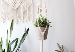 image-Macrame Plant Hanger, Copper Macrame