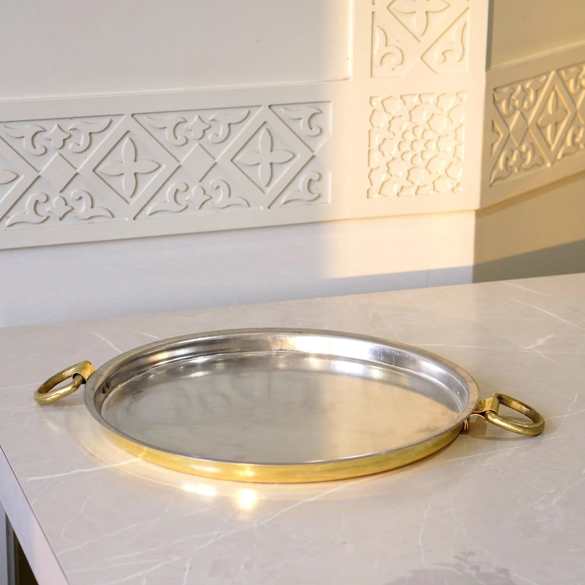 image-Pure Brass Dosa Tawa (12 Inch) – Tin Coated Non-Stick Surface,
