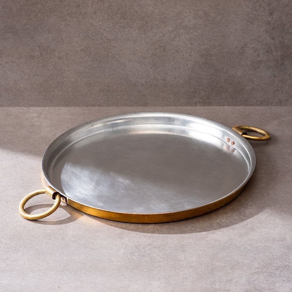 image-Pure Brass Dosa Tawa (12 Inch) – Tin Coated Non-Stick Surface,