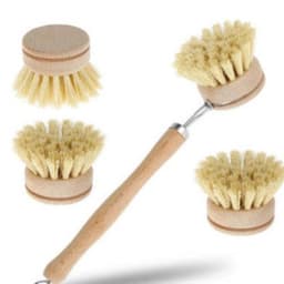image-Eco-Friendly Beech Wood Handle Pot Brush with Durable Steel & Plastic