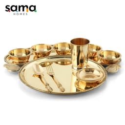 image-Handcrafted Brass Maharaja Thali Set (10 Pcs) – 16" Grand Royal