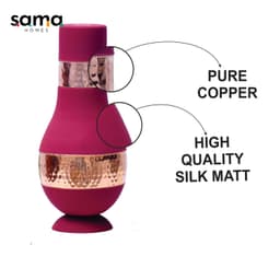 image-Pure Copper Silk Red Cherry Modern Surahi with Inbuilt Glass Capacity