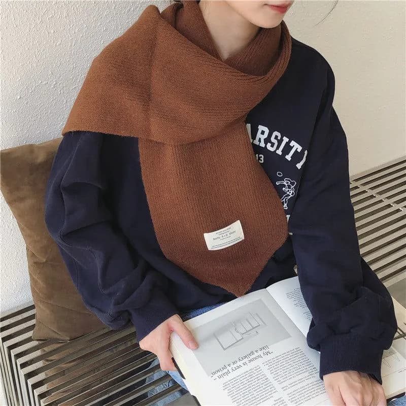 image-Pure Color Knitted All-match Cute Multifunctional Scarf