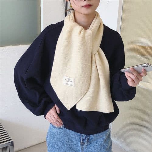 image-Pure Color Knitted All-match Cute Multifunctional Scarf