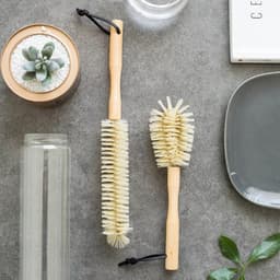 image-Premium Wooden Pan & Dish Cleaning Brush – Durable Stainless Steel &