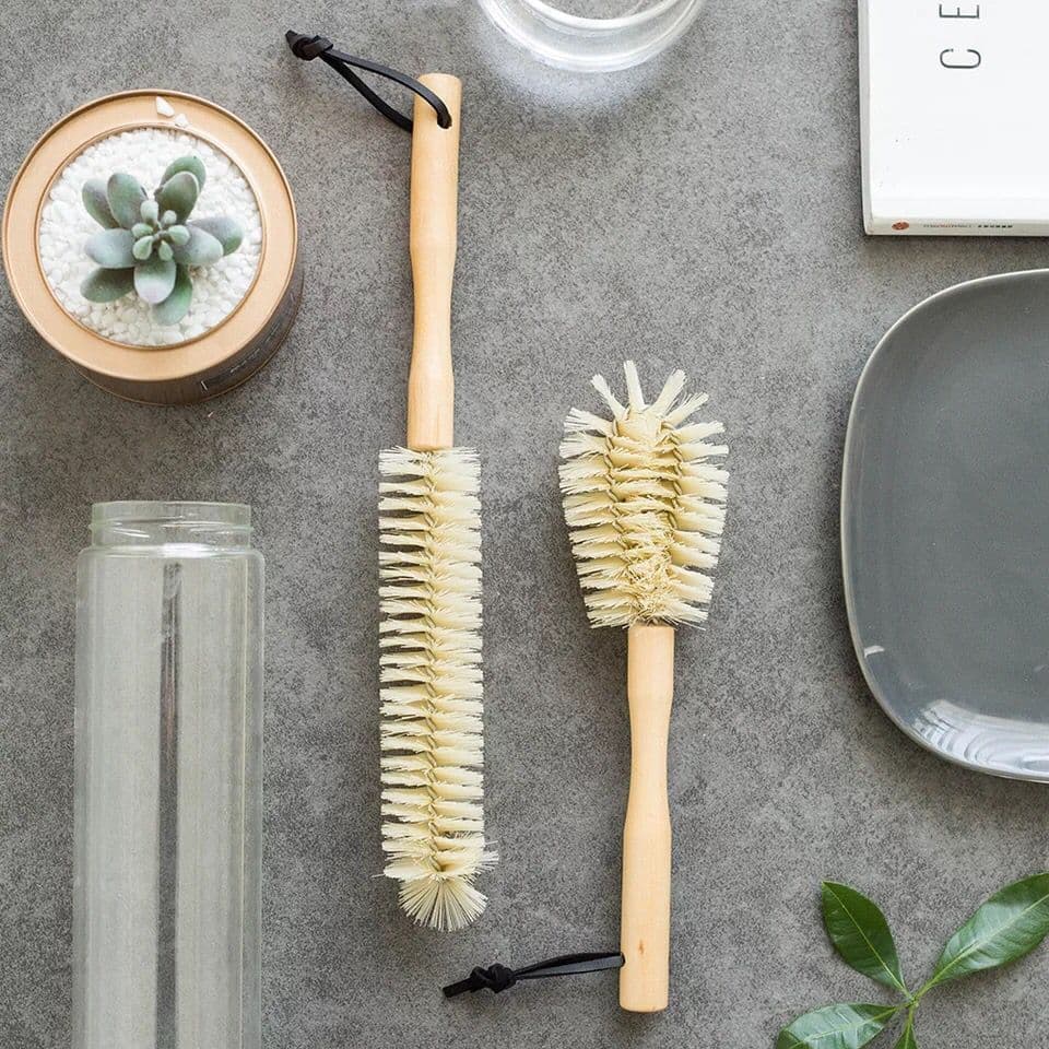 image-Premium Wooden Pan & Dish Cleaning Brush – Durable Stainless Steel &