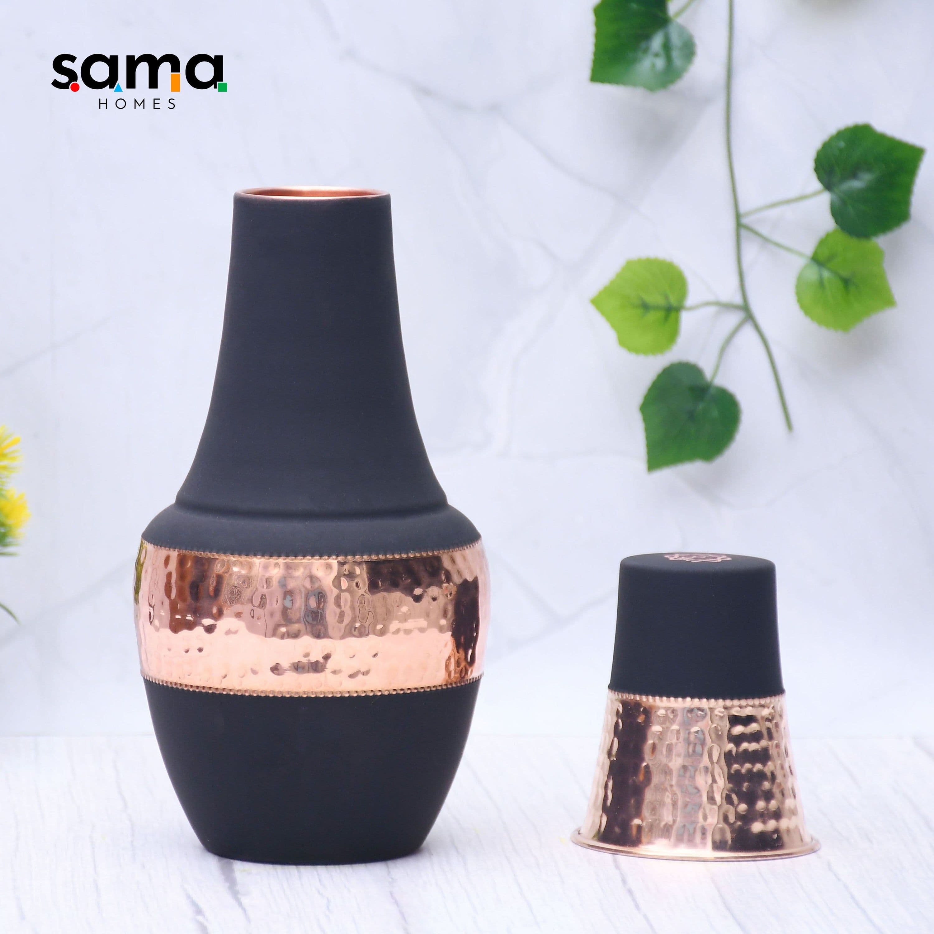 image-Pure Copper Silk Black Venus Pot 1400ML – Hand-Hammered Ayurvedic