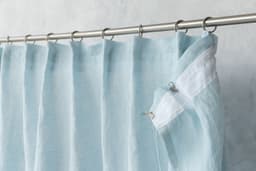 image-Linen curtain with pleating tape and crown in Safari green