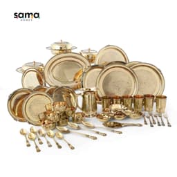 image-Royal Brass Hammered Dinner Set for 6 (51 Pcs) – 14kg Luxury Ayurvedic
