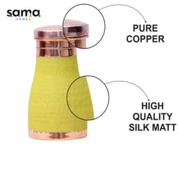image-Pure Copper Silk Yellow Bedside Jar with Inbuilt Glass Capacity 1000ML