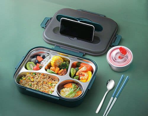 image-304 Stainless Steel Lunch Box, Fresh-keeping Box With Soup Cup,