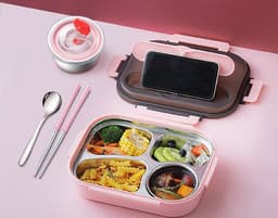 image-304 Stainless Steel Lunch Box, Fresh-keeping Box With Soup Cup,