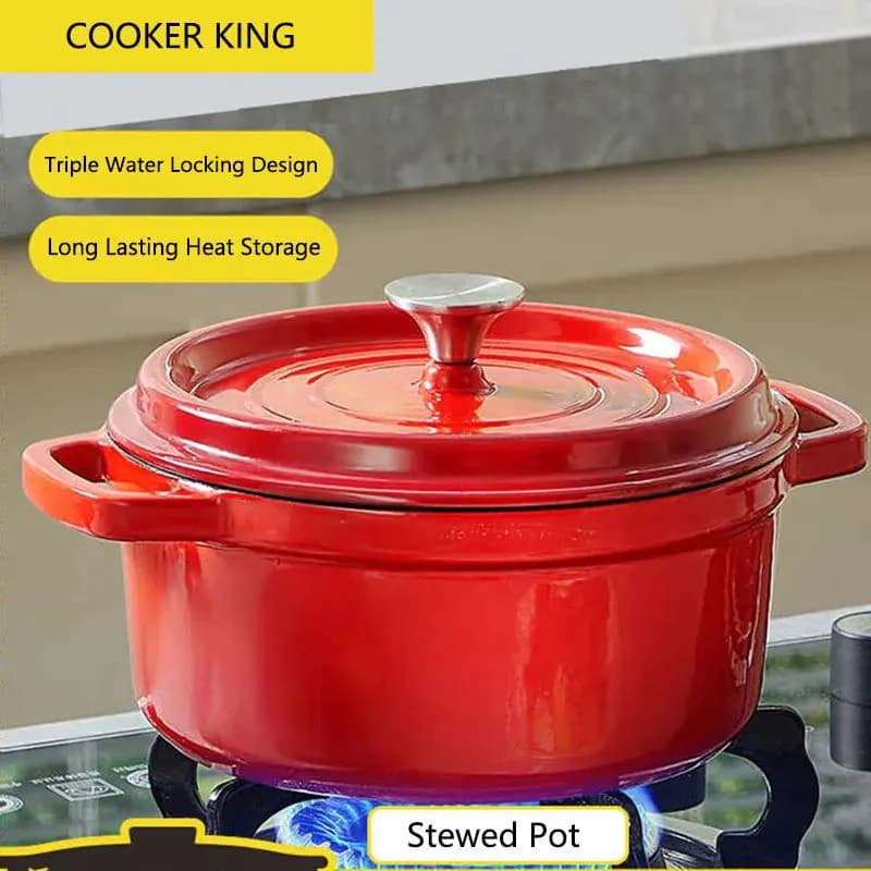 image-COOKER KING Cast Iron Enamel Non Stick Pot Household Stew soup Pot Gas