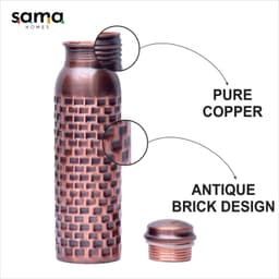 image-Pure Copper Water Bottle Antique Brick Design Capacity 1000ML