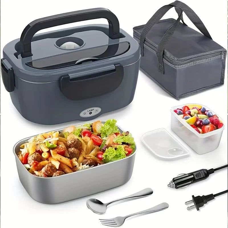 image-Portable Electric Lunch Box | 1.3–1.5L Stainless Steel Food Heater,