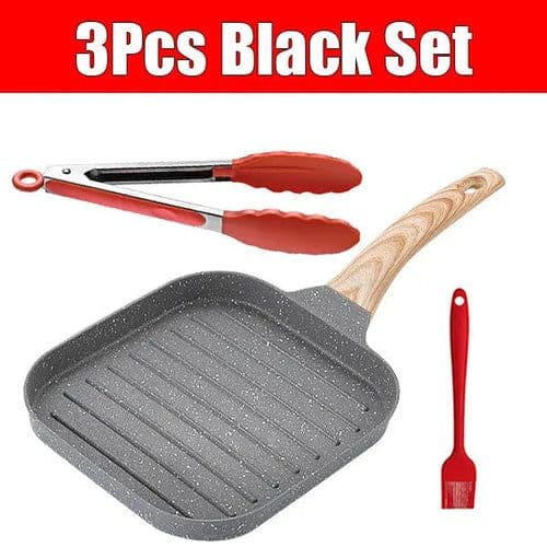 image-Nonstick Grill Pan for All Stove 19cm/7.5 Inch Square Steak Grilling