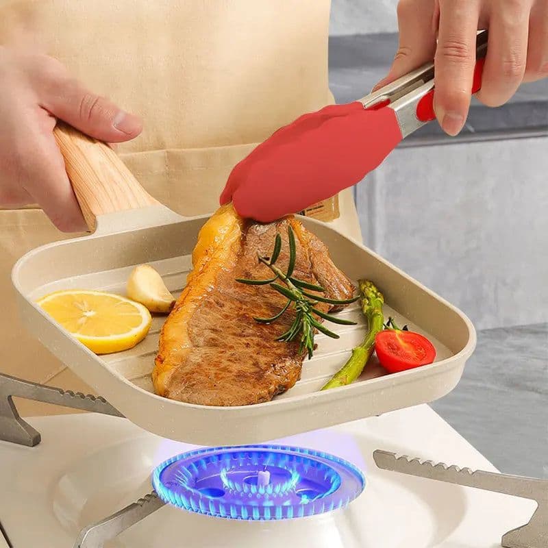 image-Nonstick Grill Pan for All Stove 19cm/7.5 Inch Square Steak Grilling