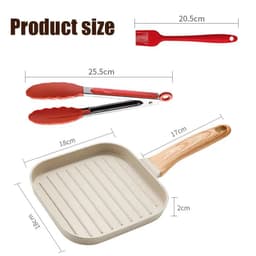 image-Nonstick Grill Pan for All Stove 19cm/7.5 Inch Square Steak Grilling