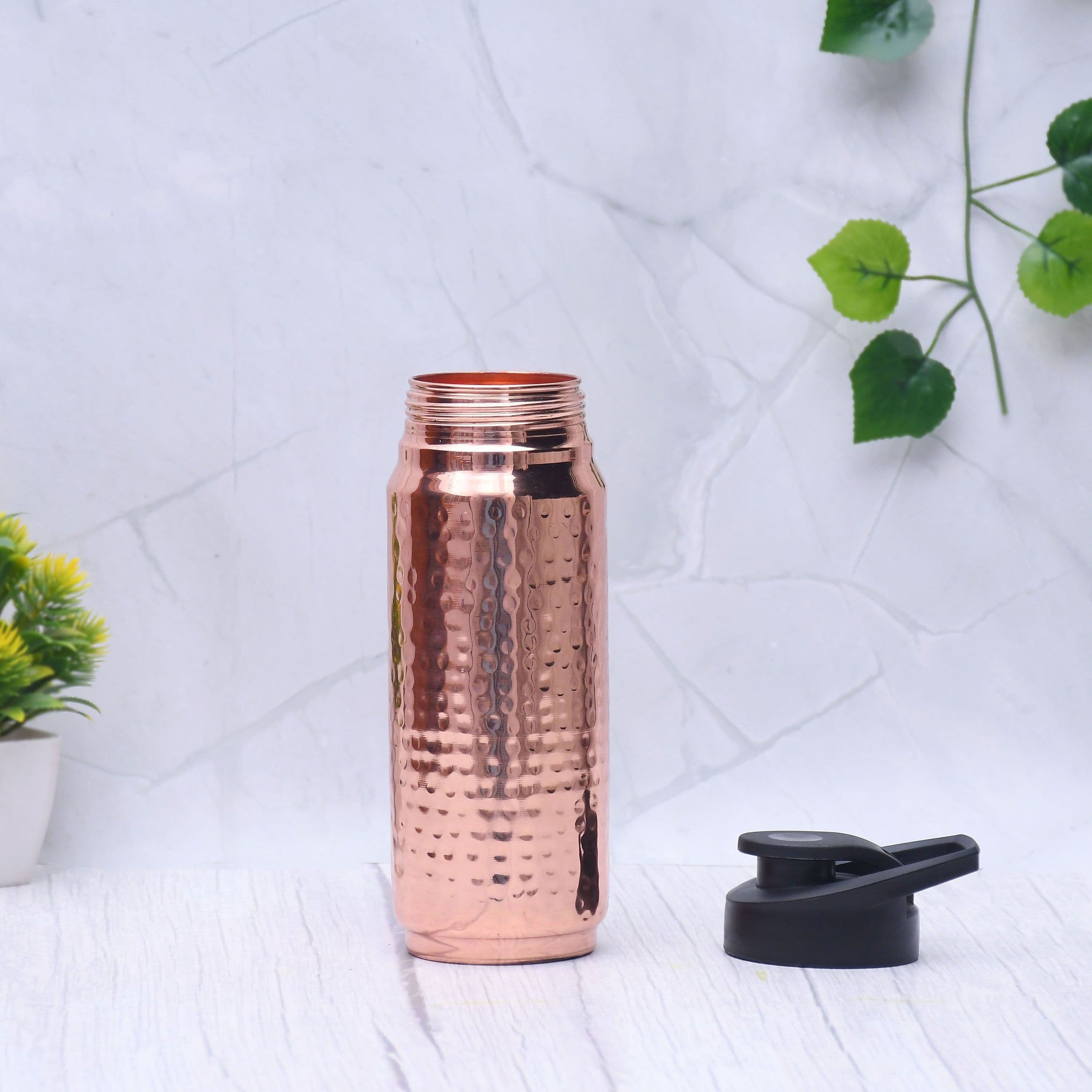 image-Pure Copper Water Bottle 750ml – Hand-Hammered Ayurvedic Vessel with