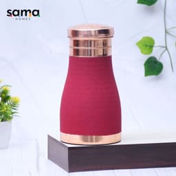 image-Pure Copper Silk Red Cherry Bedside Jar with Inbuilt Glass Capacity