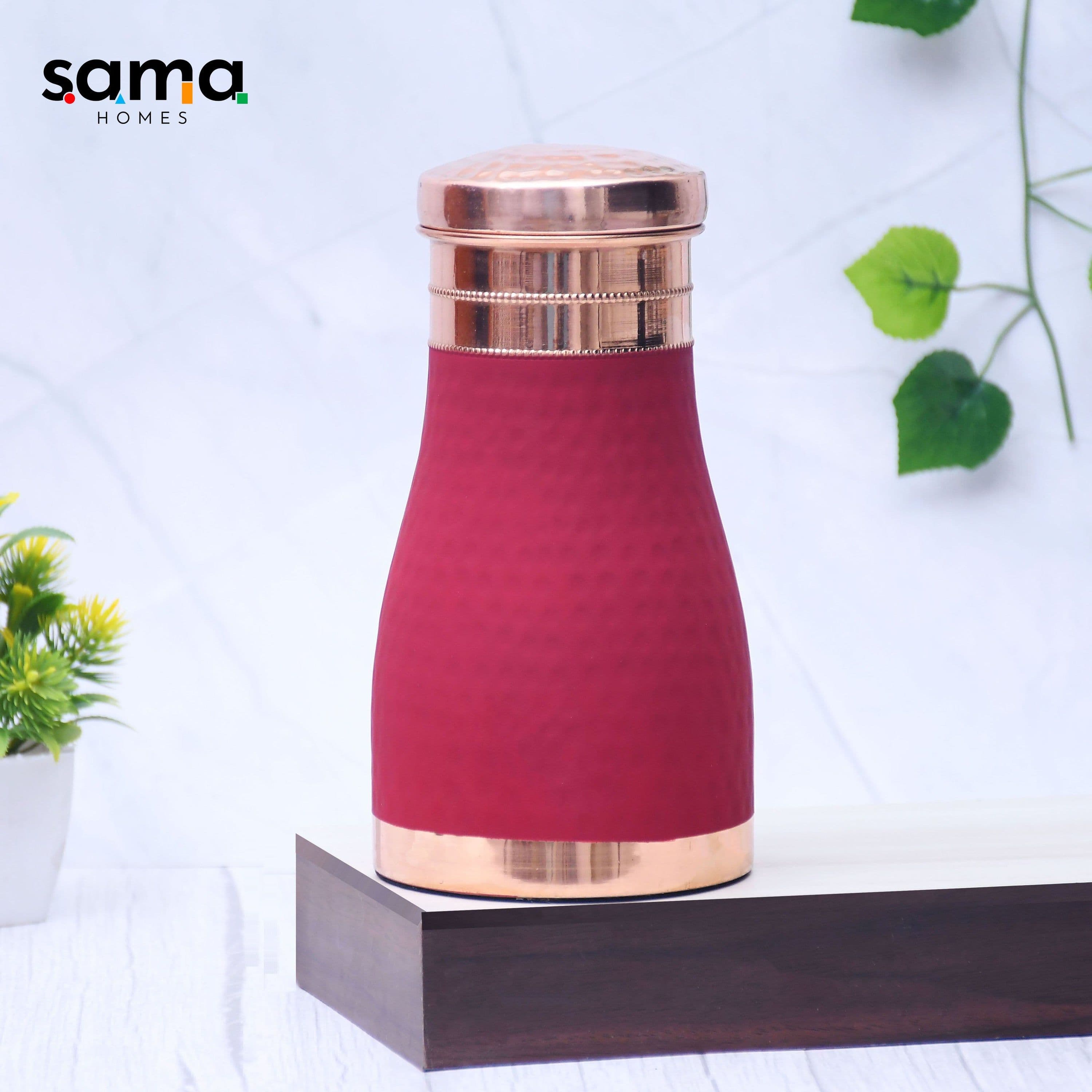 image-Pure Copper Silk Red Cherry Bedside Jar with Inbuilt Glass Capacity