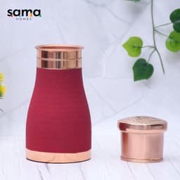 image-Pure Copper Silk Red Cherry Bedside Jar with Inbuilt Glass Capacity