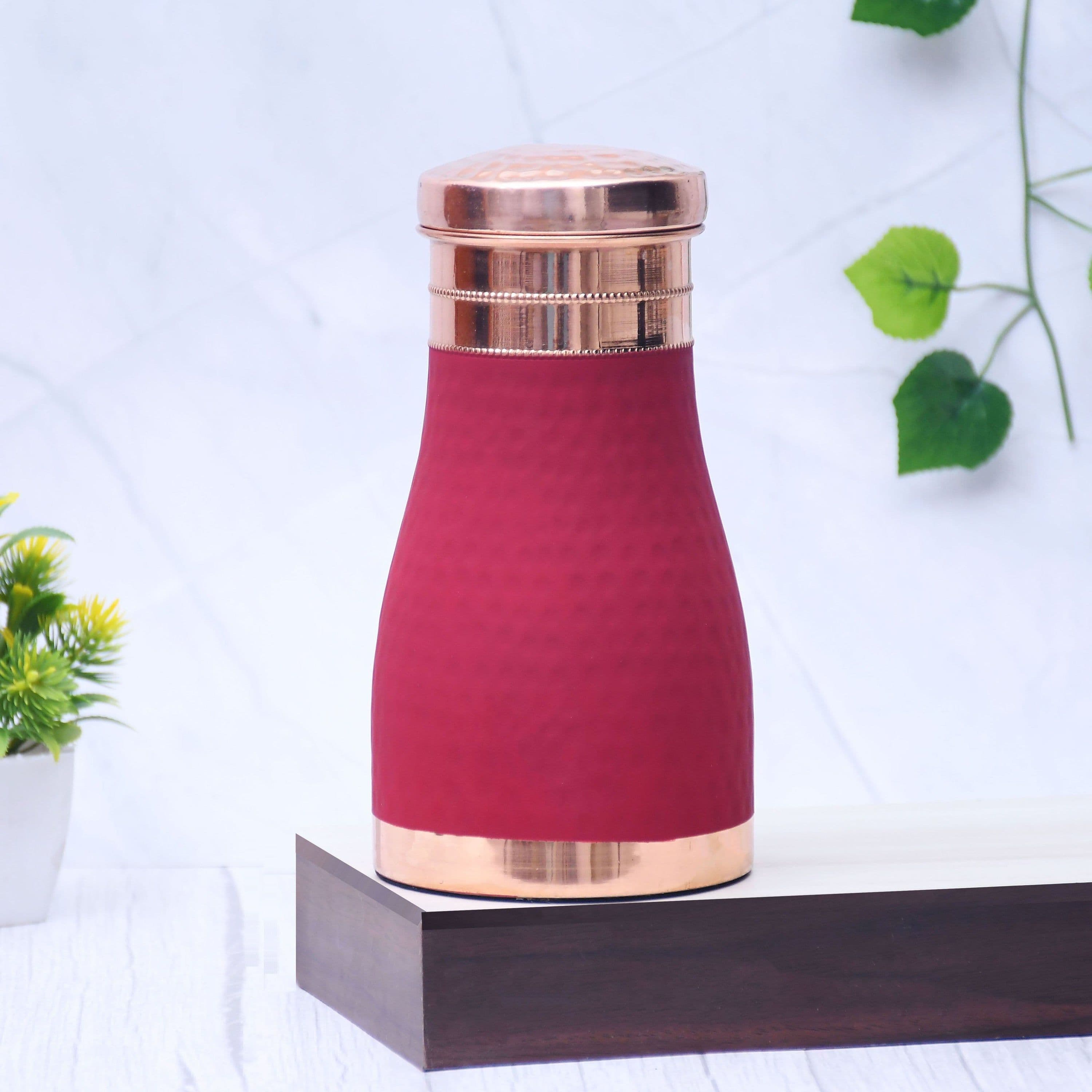 image-Pure Copper Silk Red Cherry Bedside Jar with Inbuilt Glass Capacity