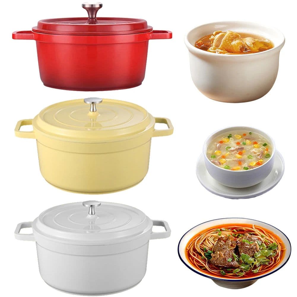 image-Enameled Cast Aluminum Dutch Oven with Lid Home Kitchen Enamel Stock