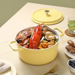 image-Enameled Cast Aluminum Dutch Oven with Lid Home Kitchen Enamel Stock