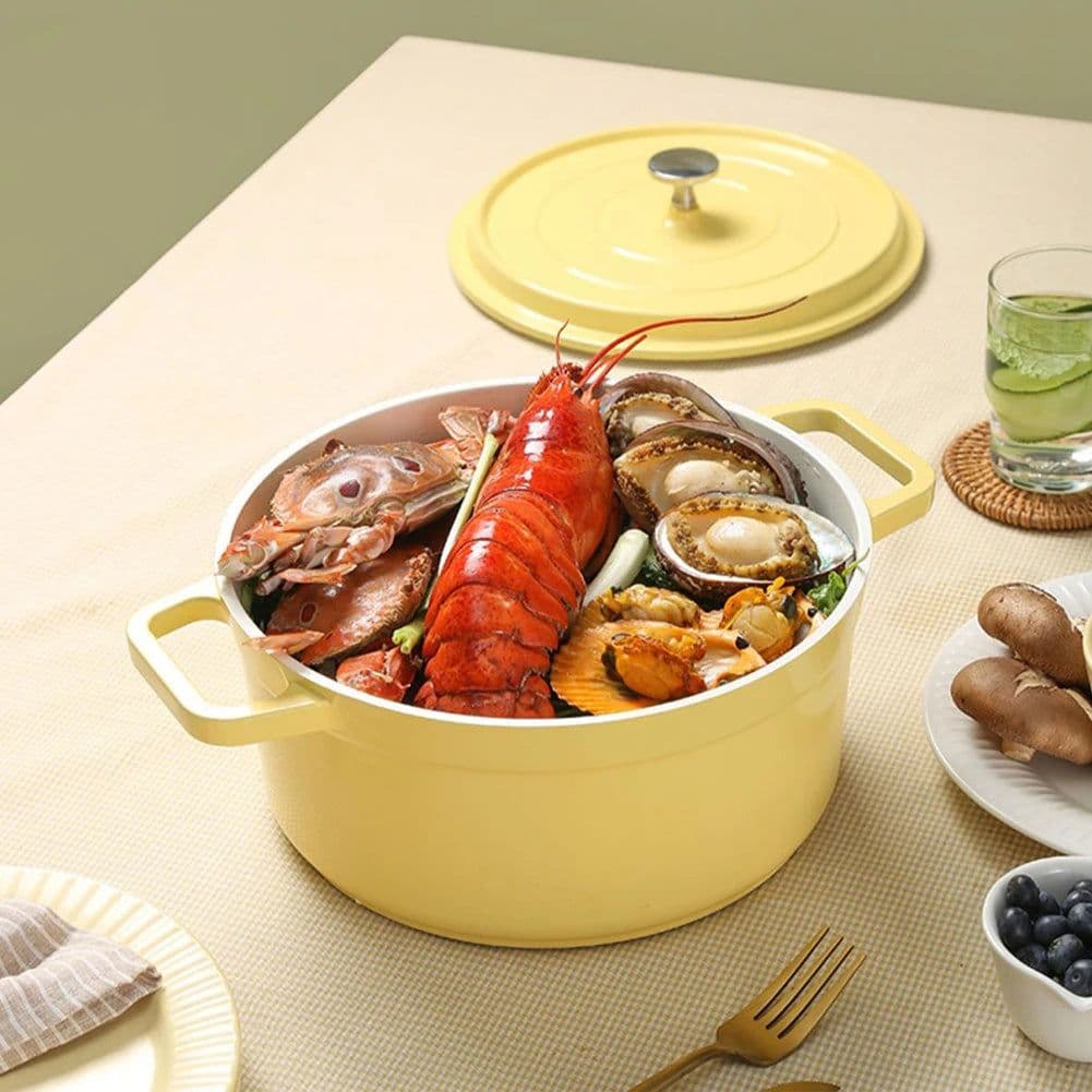 image-Enameled Cast Aluminum Dutch Oven with Lid Home Kitchen Enamel Stock