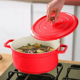 image-Enameled Cast Aluminum Dutch Oven with Lid Home Kitchen Enamel Stock
