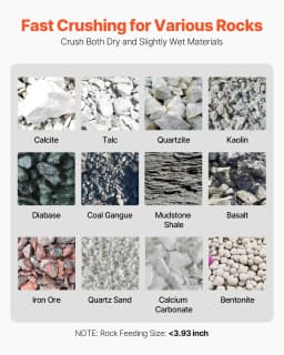 image-VEVOR Jaw Crusher Machine, 2.2KW High Power Rock Stone Crush Machine, 6.10 x 5.12 inch Feeding Port, 1740 RPM Speed Stone Shatter Grinder, Electric Stone Shatter 220V, for Rock Coal Glass Bottle