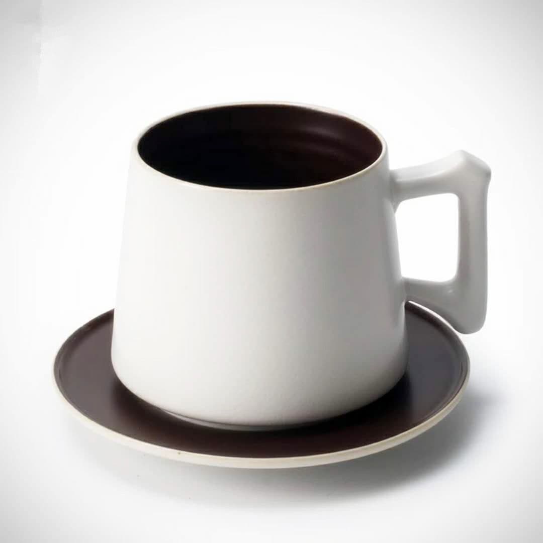 image-Handmade lovers ceramic coffee cup and saucer suit
