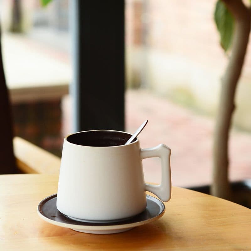 image-Handmade lovers ceramic coffee cup and saucer suit