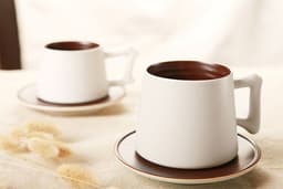 image-Handmade lovers ceramic coffee cup and saucer suit