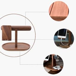 image-Wood Organizer for Phone Watch and Jewelry