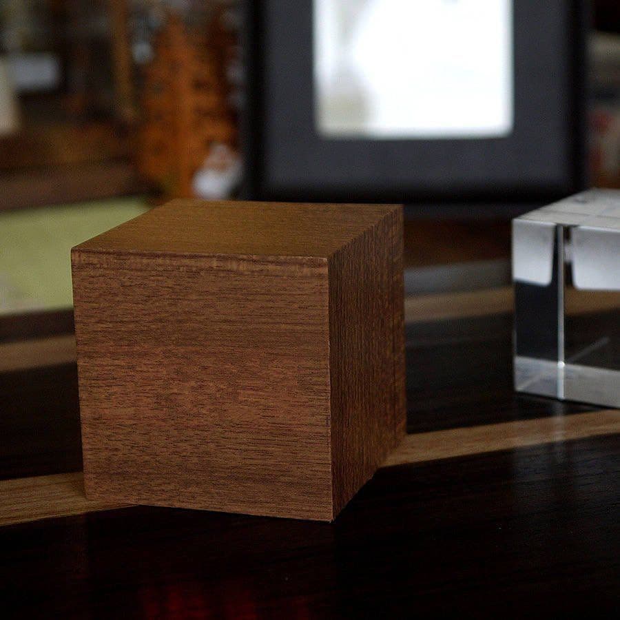 image-LED Teak Cube Alarm Clock