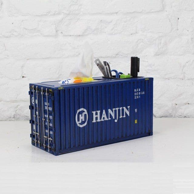 image-Cargo Container Tissue Box With Pen Holder