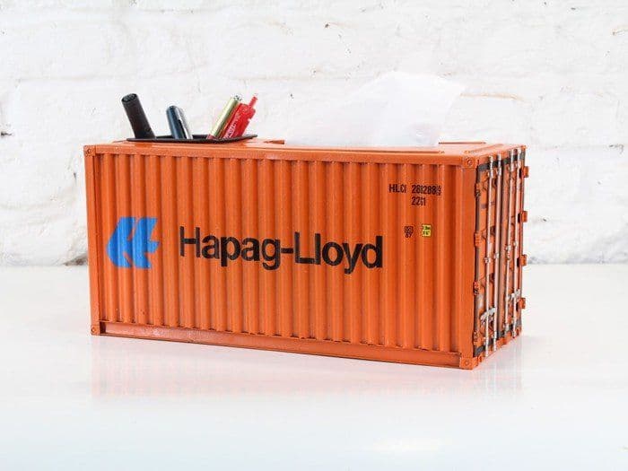 image-Cargo Container Tissue Box With Pen Holder