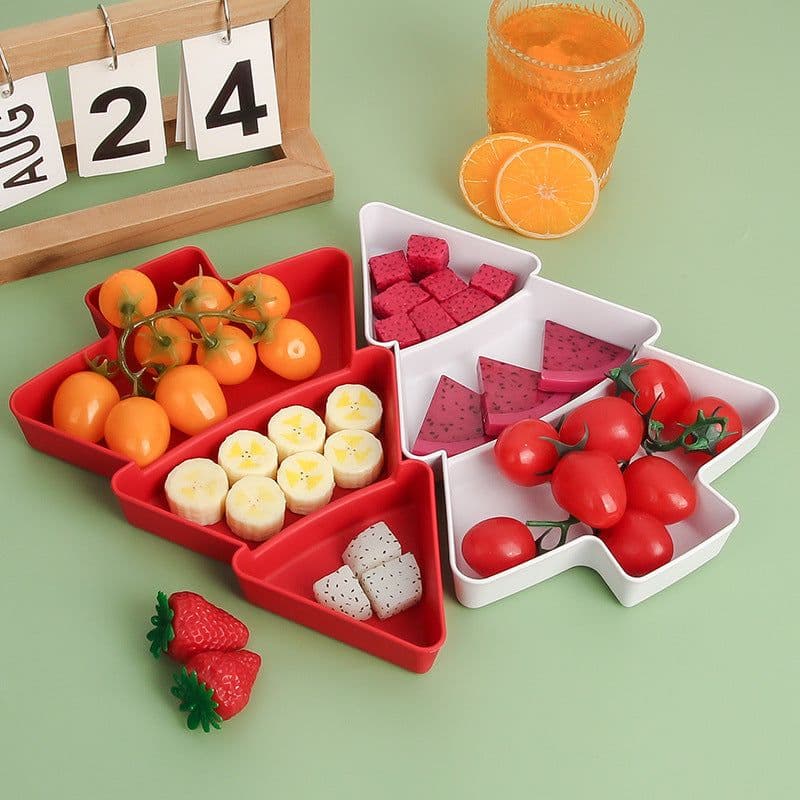 image-Christmas Tree Shaped Plates Plastic Christmas Tree Tray
